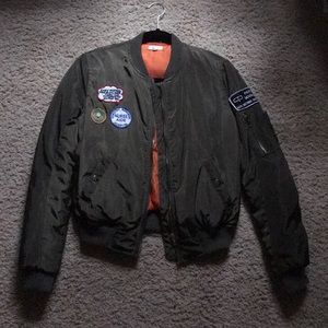 Army Green Bomber Jacket w/ Patches